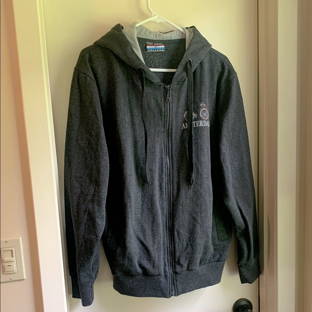 Dark Gray Hoodie Jacket Amsterdam Bike Design